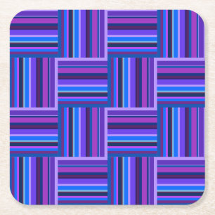 Posavasos Cuadrado De Papel Tejidos de rayas azules y violetas