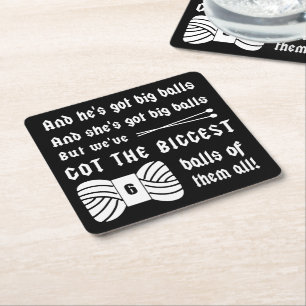 Posavasos Cuadrado De Papel Tejidos ・ Grandes bolas de artesanías yarn Oscuras