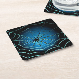 Posavasos Cuadrado De Papel Tela de Araña Azul Fresca