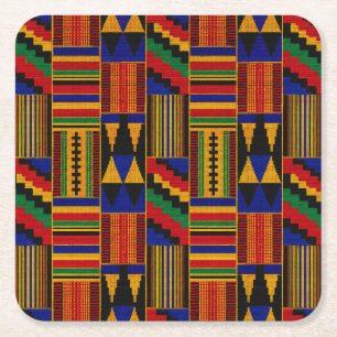 Posavasos Cuadrado De Papel Tela Kente de estilo africano