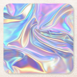 Posavasos Cuadrado De Papel Tela Metálica Iridescente Brillante, Verde Ácido D