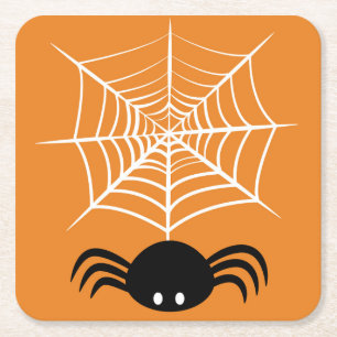 Posavasos Cuadrado De Papel Telaraña de Halloween