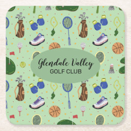 Posavasos Cuadrado De Papel Tema de golf personalizado