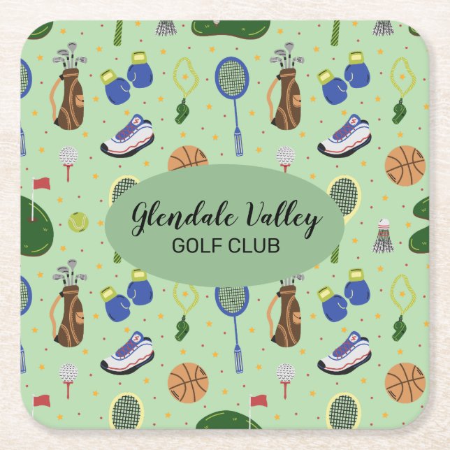 Posavasos Cuadrado De Papel Tema de golf personalizado (Anverso)