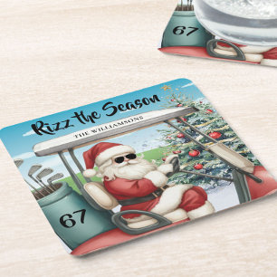 Posavasos Cuadrado De Papel Tema de Golf Rizz la Temporada 67 Nombre