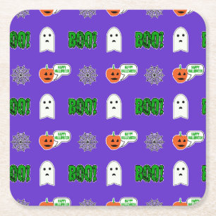 Posavasos Cuadrado De Papel Tema de Halloween de fantasía