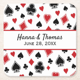 Posavasos Cuadrado De Papel Tema del Casino Las Vegas Boda