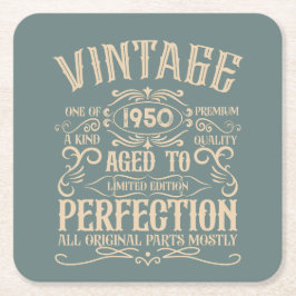 Posavasos Cuadrado De Papel Tema del whisky de 75 años de vintage personalizad