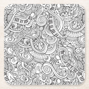 Posavasos Cuadrado De Papel Tema musical de piano y teclado de Guay