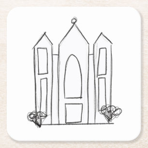 Posavasos Cuadrado De Papel Templo LDS Salt Lake City simple moderno mormón