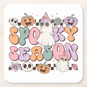 Posavasos Cuadrado De Papel Temporada de fantasmas de Halloween