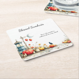 Posavasos Cuadrado De Papel Temporadas místicas | Samhain Witchy Design