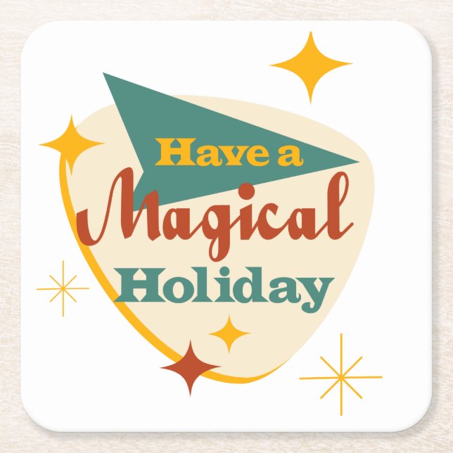 Posavasos Cuadrado De Papel Tener un cartel de época de festividad mágica (Anverso)