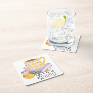 Posavasos Cuadrado De Papel Tener Una Copa De Cita Positivitea