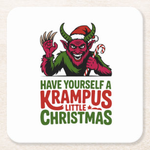 Posavasos Cuadrado De Papel Tenga un pequeño Krampus Navidad Krampus L
