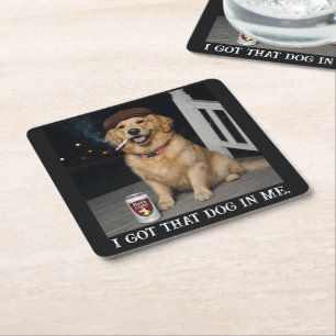 Posavasos Cuadrado De Papel Tengo Ese Perro Dentro De Mí, Divertido Meme De Go