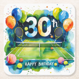 Posavasos Cuadrado De Papel Tenis 30.º Día temático