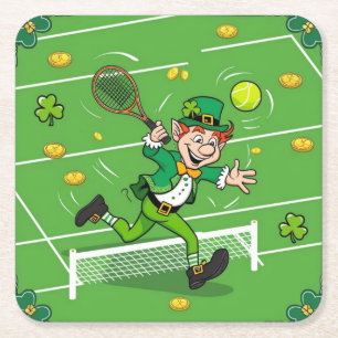 Posavasos Cuadrado De Papel Tenis con tema del Día de San Patricio