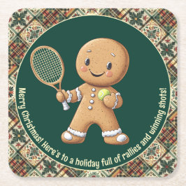 Posavasos Cuadrado De Papel Tenis de pan de jengibre Grand Slam 🎾 texto 🎄 pe
