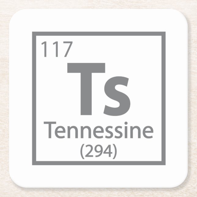 Posavasos Cuadrado De Papel Tennessine - Tabla periódica científica de Tenness (Anverso)
