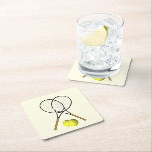 Posavasos Cuadrado De Papel Tennis Doubles Cream