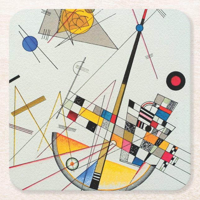 Posavasos Cuadrado De Papel Tensión delicada de Wassily Kandinsky (Anverso)