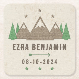 Posavasos Cuadrado De Papel Tent Canvas Camping Bar Mitzvah Personalizado