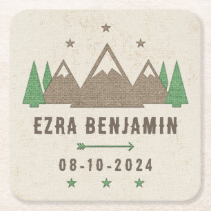 Posavasos Cuadrado De Papel Tent Canvas Camping Bar Mitzvah Personalizado