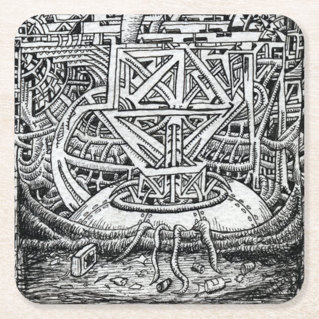 Posavasos Cuadrado De Papel Tentacle Tank de Brian Benson (Anverso)