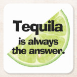 Posavasos Cuadrado De Papel Tequila es siempre la respuesta y lima<br><div class="desc">Una tajada de cal y las palabras Tequila es siempre la Respuesta se imprimen en estas tiras de papel. Regalo de diversión para el Día del Padre, despedida de soltero o soltera, regalo para el hogar, regalo de bar, regalo para tiriteros, regalo para damas de honor, idea de regalo para...</div>