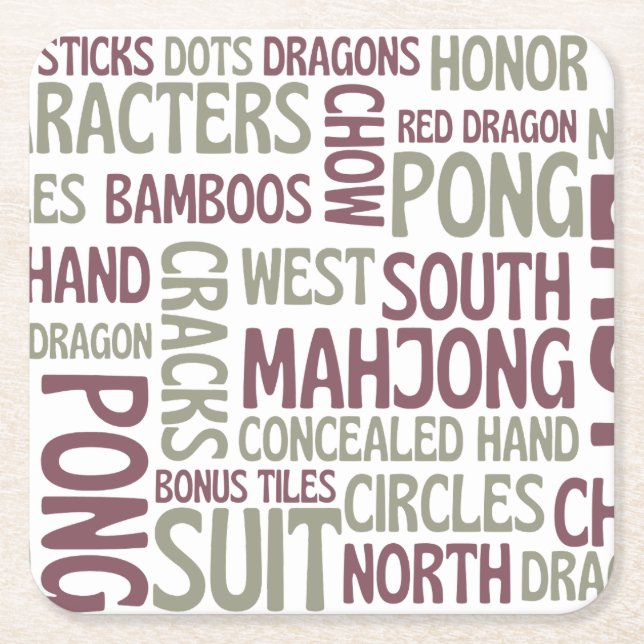 Posavasos Cuadrado De Papel Terminología de Mahjong (Anverso)