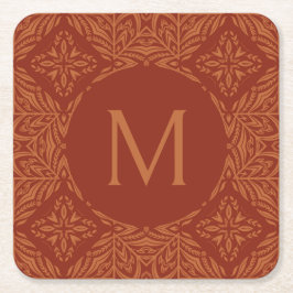 Posavasos Cuadrado De Papel Terracotta Brown Vintage Ornamental