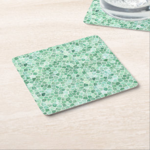 Posavasos Cuadrado De Papel Terrazo de Parche Mosaico Emparchado Turquesa Aqua