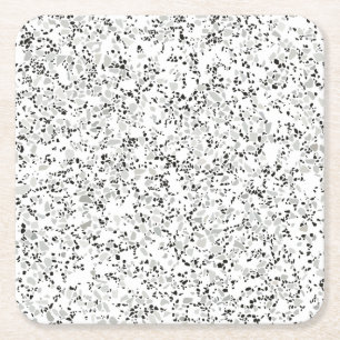 Posavasos Cuadrado De Papel Terrazzo blanco moderno