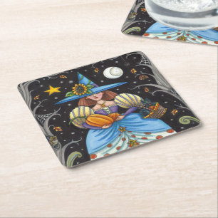 POSAVASOS CUADRADO DE PAPEL TESTIGO DE ARTE FOLLAR EN MADERA ESCUCHADA, GATO N