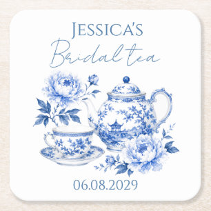 Posavasos Cuadrado De Papel Tetera de Chinoiserie Floral Vintage Despedida de