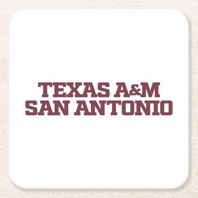 Posavasos Cuadrado De Papel Texas A&M San Antonio (Anverso)