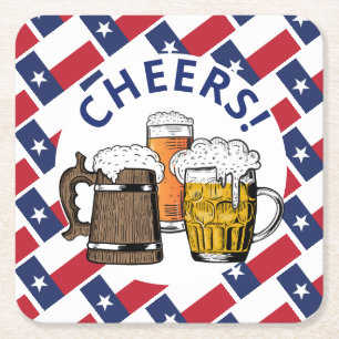 Posavasos Cuadrado De Papel TEXAS FLAG Texan Beer