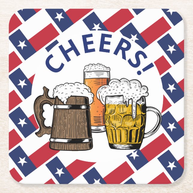 Posavasos Cuadrado De Papel TEXAS FLAG Texan Beer (Anverso)