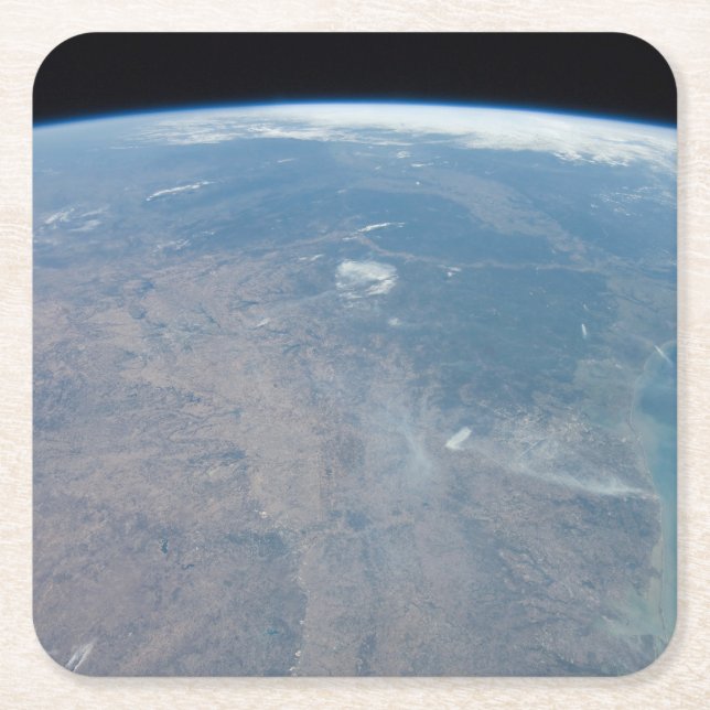 Posavasos Cuadrado De Papel Texas Panorámica Y El Golfo De México (Anverso)