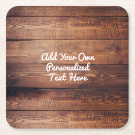 Posavasos Cuadrado De Papel Texto de madera del país de madera rústico