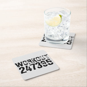 Posavasos Cuadrado De Papel Texto desgastado y raspado Workout 247365 negro