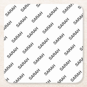 Posavasos Cuadrado De Papel Texto moderno blanco y negro repetible personaliza