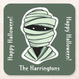 Posavasos Cuadrado De Papel Texto personalizado y color 2/4 Criaturas de Hallo