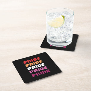 Posavasos Cuadrado De Papel Texto repetido del Personalizable del Orgullo Lésb