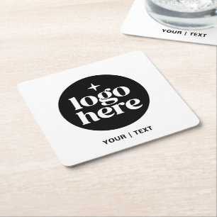 Posavasos Cuadrado De Papel Texto y logotipo personalizados simples de marca
