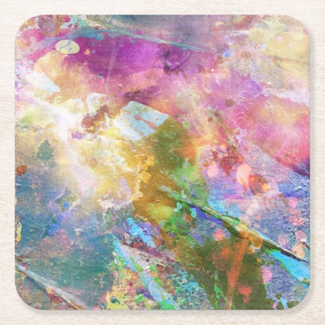 Posavasos Cuadrado De Papel Textura abstracta del grunge con la pintura 3 de (Anverso)