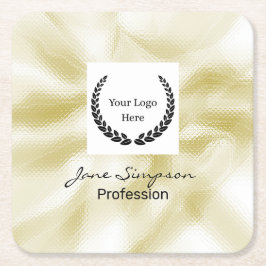 Posavasos Cuadrado De Papel Textura de oro de logotipo elegante