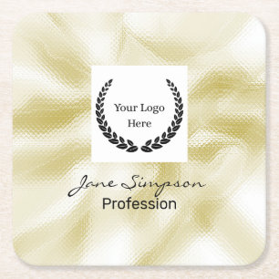 Posavasos Cuadrado De Papel Textura de oro de logotipo elegante