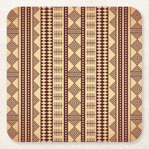 Posavasos Cuadrado De Papel Textura étnica de Brown